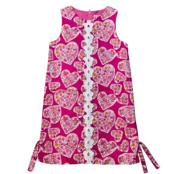 Lilly Pulitzer Other - Lilly Pulitzer Girls Sugar Rushin Valentine's Heart Shift Dress Size 10 Lace
